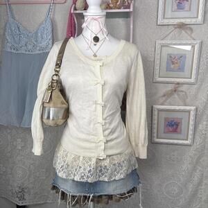 y2k cozy coquette bow cardigan